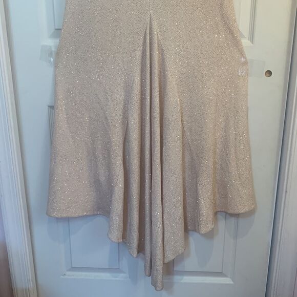 JS Collections Gown Metallic Gold Sparkles Ivory Size 8 Prom Black Tie Vintage - Picture 7 of 16